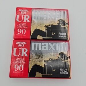 Maxell‎ Audio Cassette Tape Normal Bias UR 90 Minutes - New Sealed Lot Of 2